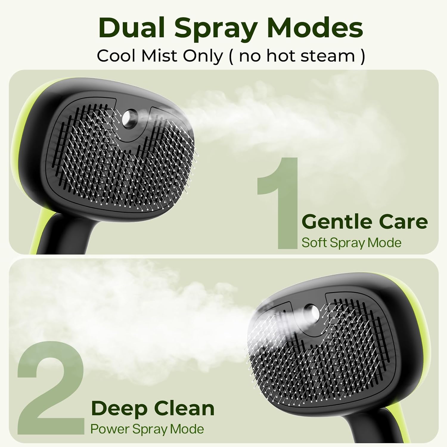 Self-Cleaning Steam Dog Cat Brush & Leave-In Conditioner, Cool Mist
