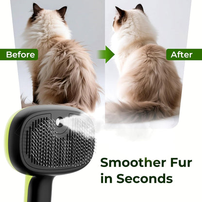 Self-Cleaning Steam Dog Cat Brush & Leave-In Conditioner, Cool Mist