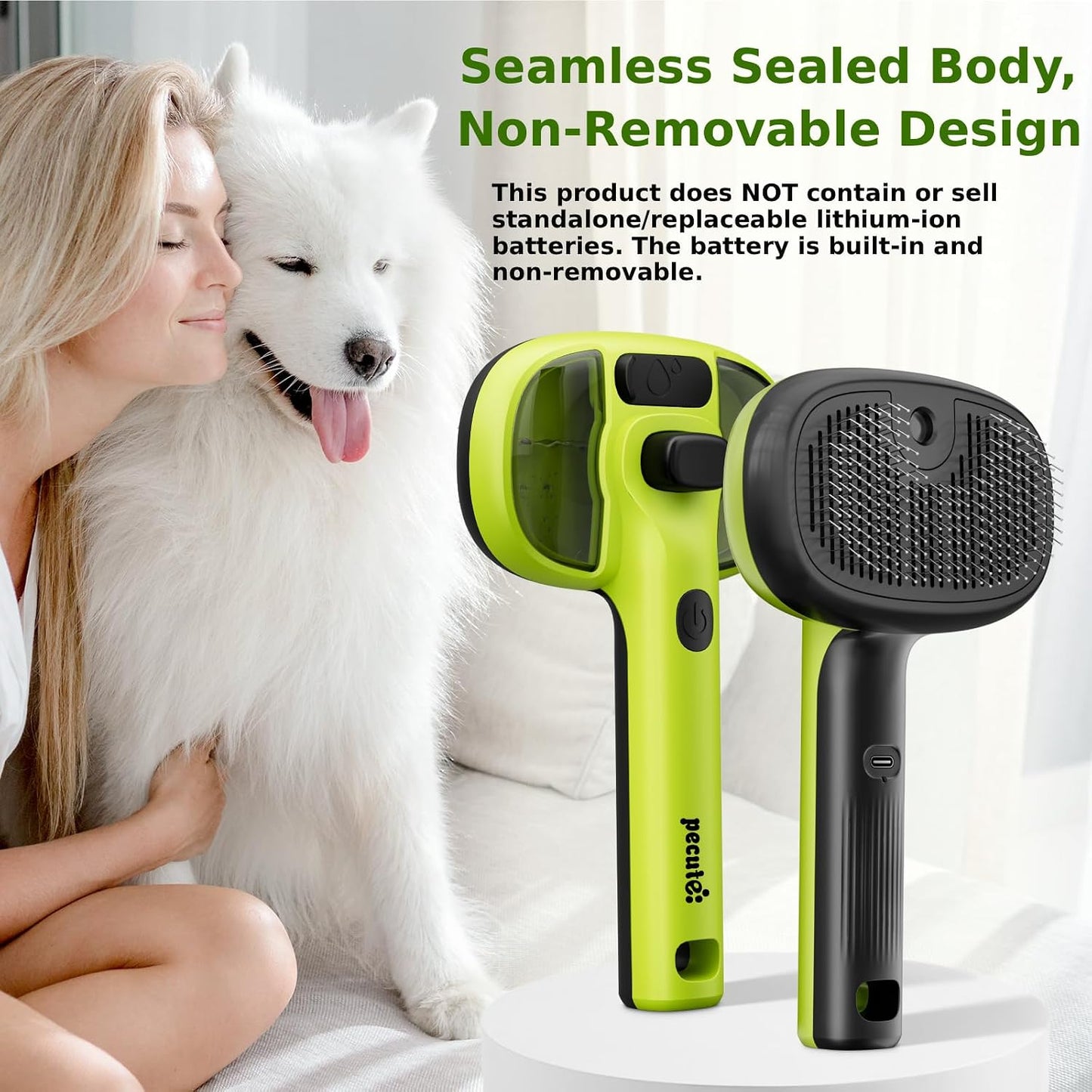 Self-Cleaning Steam Dog Cat Brush & Leave-In Conditioner, Cool Mist
