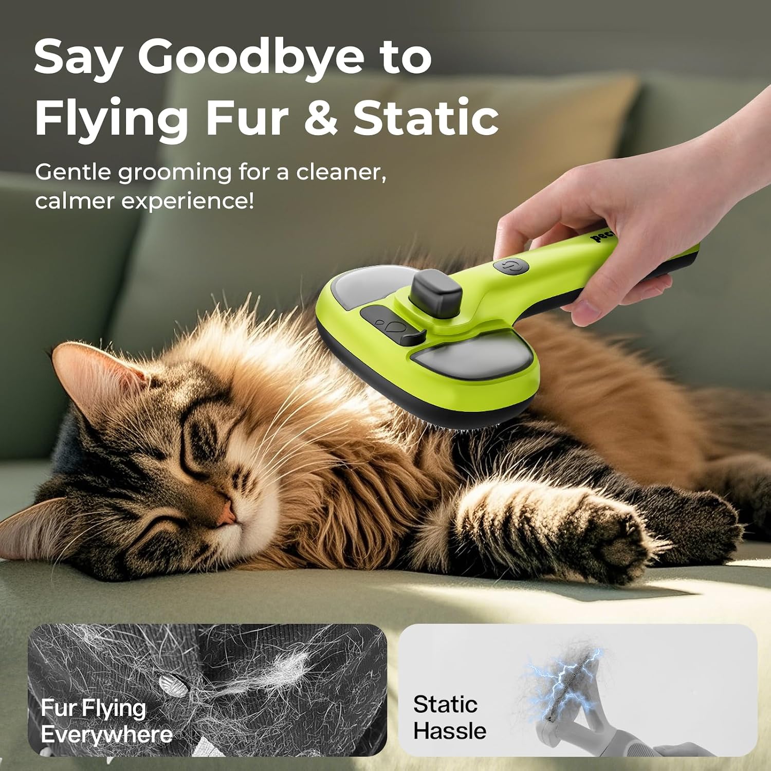 Self-Cleaning Steam Dog Cat Brush & Leave-In Conditioner, Cool Mist