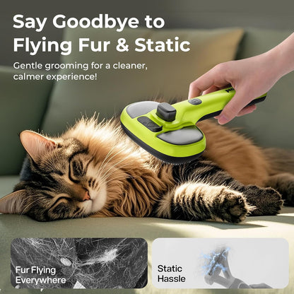 Self-Cleaning Steam Dog Cat Brush & Leave-In Conditioner, Cool Mist